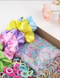 2155Pcs Girls Colorful Hair Bands Set Nylon Elastic Rubber Band Satin Scrunchies Children Ponytail Holder Kids Hair Accessories