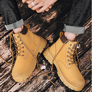 2024 Mens Martin Boots Leather for Men British Style Work Safety Boots High Cut Mens Shoes Hiking Short Boots 39-44