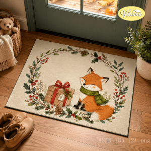 VIKAMA Vintage Christmas Dachshund Printed Doormat Non‑Slip Floor Rug For Front Door Entryway Xmas Home Decor