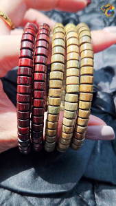 Collection Grade Natural Red / Green Sandalwood Abacus Rondelle Bracelet