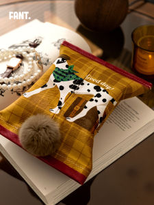 Luxurious Modern Home Use Tissue Holder Bag for Living Room Dining Table Bathroom Drawstring Soft Plush Tissue Box Cover