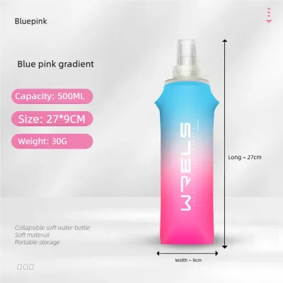 Sport Water Bottle TPU Folding Soft Flask Drink Portable Water Bottle High Flow Running Hiking Bicycle Fitness Water Bag