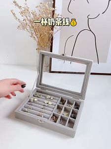 Jewelry Box Ring Earring Display Organizer Holder Kotak Simpan Barang Kemas Brooch Kerongsang Rantai Velvet Glass