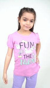 Forest Kids Girl 100% Cotton Short Sleeve T-Shirt Girls Graphic Round Neck T-Shirt | Baju Budak Perempuan - FK820059