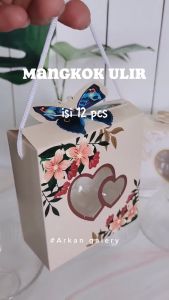 Set Mangkok Kaca Souvenir Pernikahan Motif Ulir Kemas Box - 12 Pcs