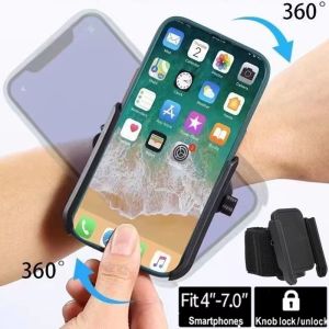 Wristband Phone Holder Armband 360 Rotation Hand Wrist Phone Bracket Mount Adjustable for Running Outdoor Sports Hiking Biking