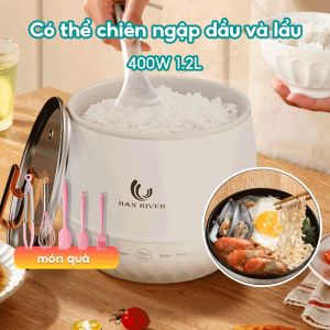 Nồi cơm điện mini cao cấp HAN RIVER Nồi cơm điện nắp rời | Lòng nồi chống dính  lớp | Dung tích 1L/công suất 300 watt | Thiêt kế gọn nhẹ tinh tế | Phù hợp cho 2 người ăn [1 năm bảo hành chính thức]