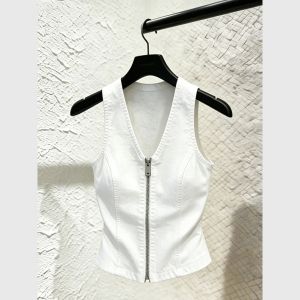 Stylish New 2026 White Vintage Cinched Waist Womens Vest