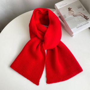 Knitting Scarf Female Winter All-Matching Pure White Birthday Gift Cute Student New Arrival Warm Wool Scarf Couple