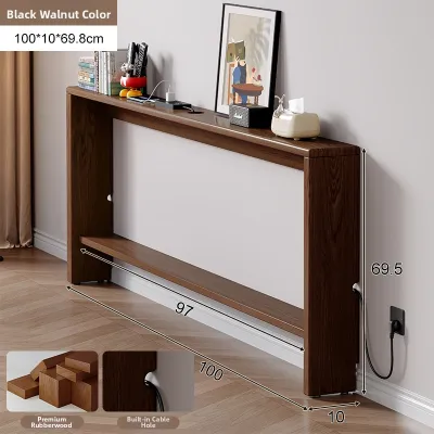 Modern Minimalist Solid Wood Sofa Back Wall Shelf Long Narrow Gap Organizer Rack Bedroom Living Room Furniture Nightstand