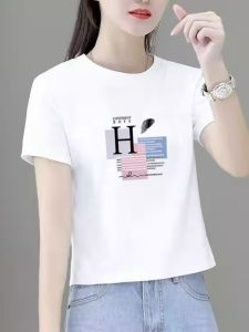 เสื้อยืดแขนสั้นผู้หญิง ทรงสลิมฟิต ลำลอง สวมใส่สบาย ทรงเอวสูง แฟชั่น พิมพ์ลาย ทรงสั้น เสื้อผ้าสำหรับใส่ทำงาน ผ้าเช็ดหน้า ฤดูร้อน 2023