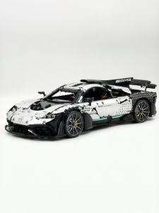 CaDA | Painted Silver-Black Mechanical Remote-Controlled Race Car Assembly Model