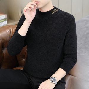 HENGYUANXIANG | Áo len dệt kim dày cổ cao một mảnh cho nam thời trang mùa đông thường ngày rộng rãi thoải mái chất liệu polyester và nylon