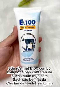Sữa Rửa Mặt Tinh Chất Sữa Bò Tươi E100 80ml - Sữa rửa mặt con bò E100 tuýp lớn