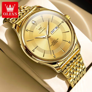 OLEVS watch for mens Imported from switzerland water proof luminous dual calendar uartz stainless steel fashion business relo for men