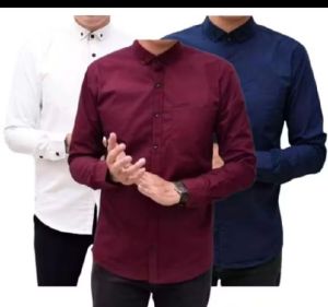 PAKET 3 PCS KEMEJA POLOS PRIA SLIMFIT CASUAL CUMA 90 RIBU