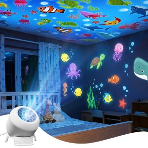 LED Starry Ocean Projection Light 360°Rotating Dynamic Night Light USB Plug-in Creative Birthday Gift for Preferred Bedroom Lamp