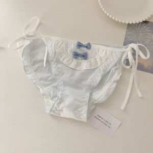 Sweet Butterfly Knot Triangle Panties Breathable Cotton Low Waist Daily Wear Womens Underwear Adorable Fresh Style 2024 Winter New Arrival