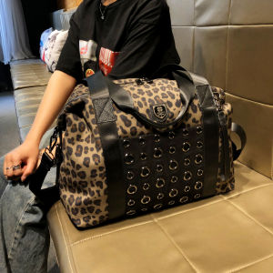 Gurdier 2025 Summer Leisure Fitness Bag Lightweight Travel Bag Large Capacity Leopard Print Luggage Bag for Women Outdoor Sport