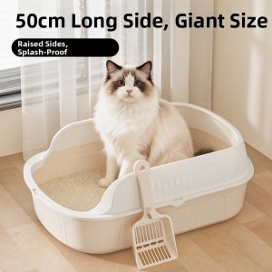 Mabalo | Semi-Enclosed Splatter-Proof Tall Cat Litter Box