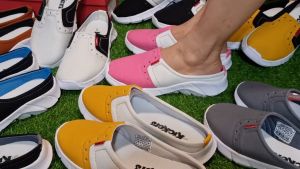 Sepatu import wanita murah slip on BUSTONG flat shoes kanvas couple ibu dan anak cewek terbaru 2023 kekinian keren