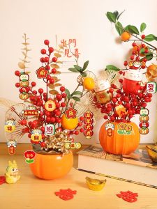 Moving House Decoration Pomegranate Ornament New Home Entrance Decor Resin Plant Style Chinese Style Living Room Decoration