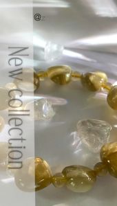 Zada Natural Rare Golden Lepidolite Mica Crystal Heart Shaped Bracelet I Harmony I Peace I Healing 爱心黄金锂云母手串