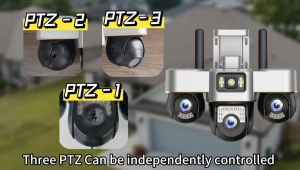 DOSEN CCTV Outdoor IP66 Waterproof SC30 4G Three Lens 360° Monitoring Night Vision Wifi Camera Built-in 4G Sim Card Using the V380 Per APP