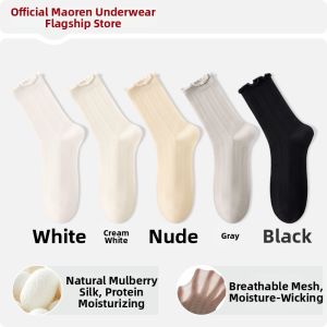 MiiOW | Mulberry Silk Breathable Ballet Style No-bone Lace Summer Mid-calf Socks