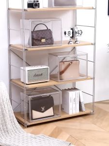 [Set of 2] Premium Full Acrylic Magnetic Transparent Big Bag Popmart Figurine Shoes Sneaker Case Display Box Cosmetic Storage Organizer