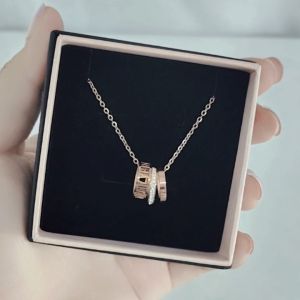 SO SEOUL Roman Numeral Rolling Barrel Austrian Crystal Rose Gold Pendant Necklace