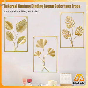 WallDecor Hiasan / Pajangan Dinding Frame Metal Gold / EMAS Daun Leaf Ginko Scandinavian Original