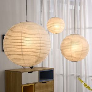 100CM Japanese Style Chandelier Yong Simple B&B Living Room Dining Table Wabi-Sabi Style Ball Rice Paper Lamp