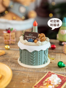 Creative Birthday Cake Shape Music Box Storage Ornament Christmas Gift Television Cabinet Jewelry Key Holder Photography Prop