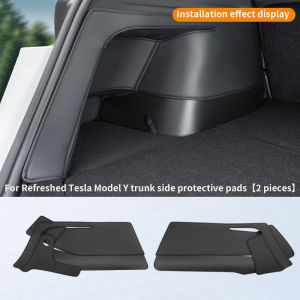 For Refreshed Tesla Model Y anti kick pads on both sides of the trunk and suede protective pads on the trunk. 2-piece set