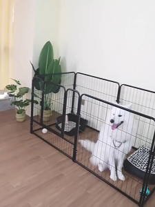 🐶Freely Combinable Dog Fence for Small and Medium-Sized Dogs An Indoor Household Fence/Railing with an Isolation Door and a Dog House