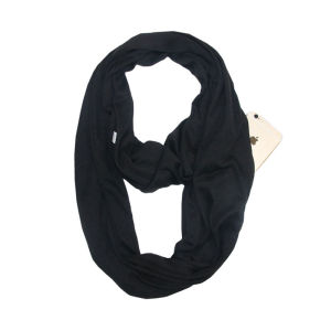 Women Infinity Loop Scarf with Hidden Zipper Pocket Travel Scarf Solid Color Neck Wrap Suitable for Daily Traveling Storage