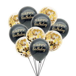 1Bag Black 10inch Happy Birthday Confetti Latex Balloons Adult Birthday Party DIY Home Party Anniversary Decoration Supplies