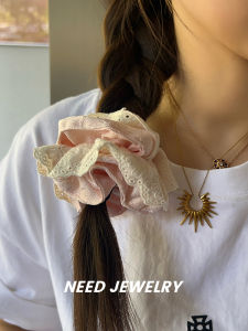 ริบบิ้นผ้าลายดอกไม้สไตล์เกาหลีสำหรับทำผมหางม้า เครื่องประดับผมสไตล์เกาหลี สายรัดผมผ้าลายดอกไม้สีพื้นอ่อนๆ