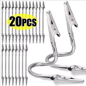 10 ชิ้น คลิปหนีบจระเข้สองหัว / คลิปหนีบจระเข้ลวดโลหะ / คลิปหนีบป้ายราคา / คลิปหนีบแสดงการ์ดรูปภาพ DIY แบบงอได้ / คลิปหนีบสองหัวอเนกประสงค์ / สำหรับร้านค้าปลีก ซูเปอร์มาร์เก็ต