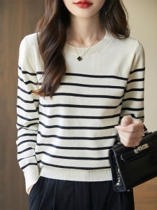 DONGYINUAN | Black and White Striped Long Sleeve Autumn Winter New Design Sweater