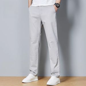 ROMON | Loose Fit Business Casual Pants For Men Summer New Style Elastic Waist Straight Leg Long Trousers Fashionable Urban Style