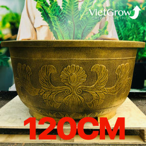 Chậu Nhựa Giả Đồng Hoa Văn Cổ Điển Kích Thước Miệng x Cao x Đáy: 120cm x 57cm x 76cm 371 Lít.