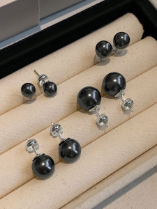 GOOYNN | Black Tahitian Pearl Earrings S999 Sterling Silver