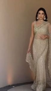 [Pre Order]Party Wear Soft Net Saree (Normal / Ready To Wear Saree) ~ Delivery Lead Time : 10 days