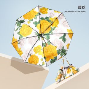 MONLEYTA | Professional Japanese Womens Umbrella UV Protection Double Layer Black Glue Mini Compact Five Fold 2025 New Model Sun Rain Dual Purpose