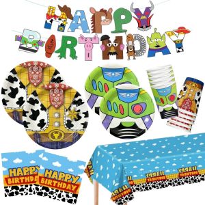 Hasbro | Toy Inspired Story Birthday Decorations Set Include Paper Plates Napkins Cups Banner Tablecloth for Kids Birthday Party Supplies