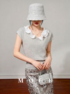 Ruffled Contrast Panel Short Sleeve Fitted Loose T-Shirt