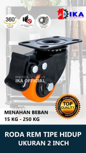 Roda Kastor 2 Inch XANDER KENMASTER ASLI 100% Oranye TEBAL Plus Rem / Castor Swifel Plate Etalase Troli / Hidup rotasi / Roda Kastor 2 Inch Hitam dan Orange TEBAL + REM/HIDUP/MATI Etalase Troly Tahan Beban 250kg Hidup untuk meja kursi lemari troley