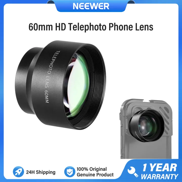 NEEWER LS-41 60mm Telephoto HD Phone Lens, for 17mm Thread Lens Mount, 2X Magnification for iPhone Samsung Xiaomi Android Phone Camera Lenses